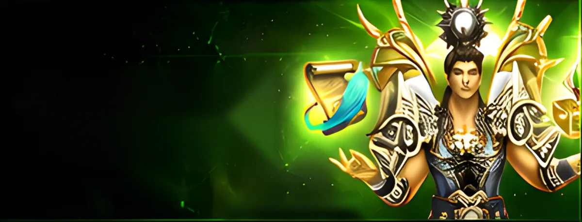 Golden armored hero surrounded by green energy