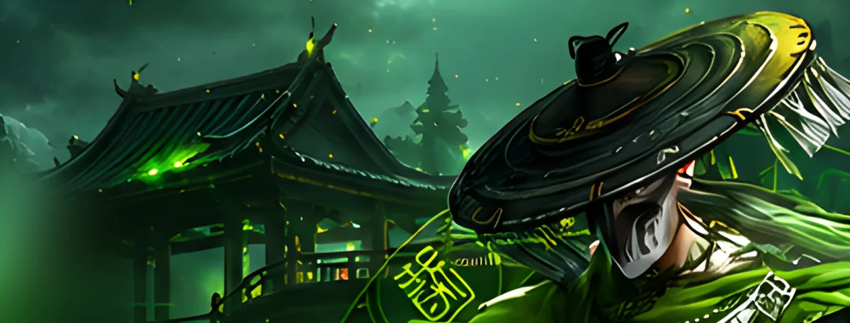 Masked ronin in front of the Jade Temple